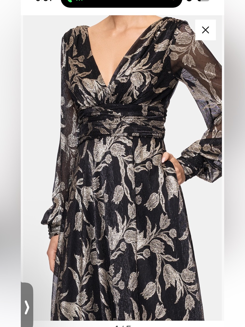 Betsy & Adam Black and Gold Floral Long-Sleeve Dress - Picture 5 of 11